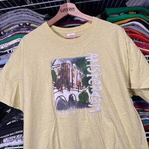 00’s 10’s travel Amsterdam art graphic t shirt yellow xl